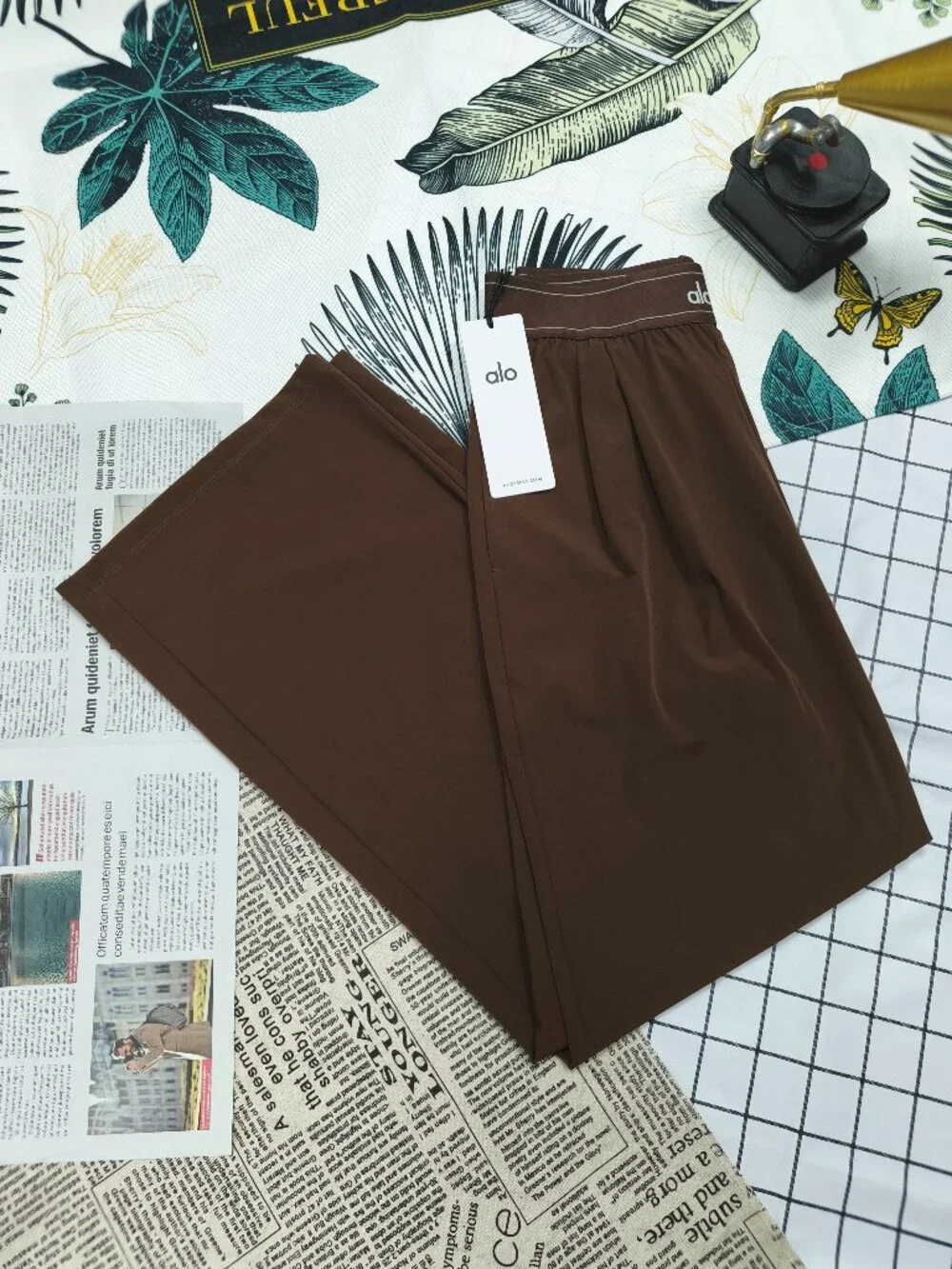 ALO Yoga Suit Up Trouser Espresso Brown🛒Wide Leg Relaxed Fit Pants💵Regular - Picture 6 of 7